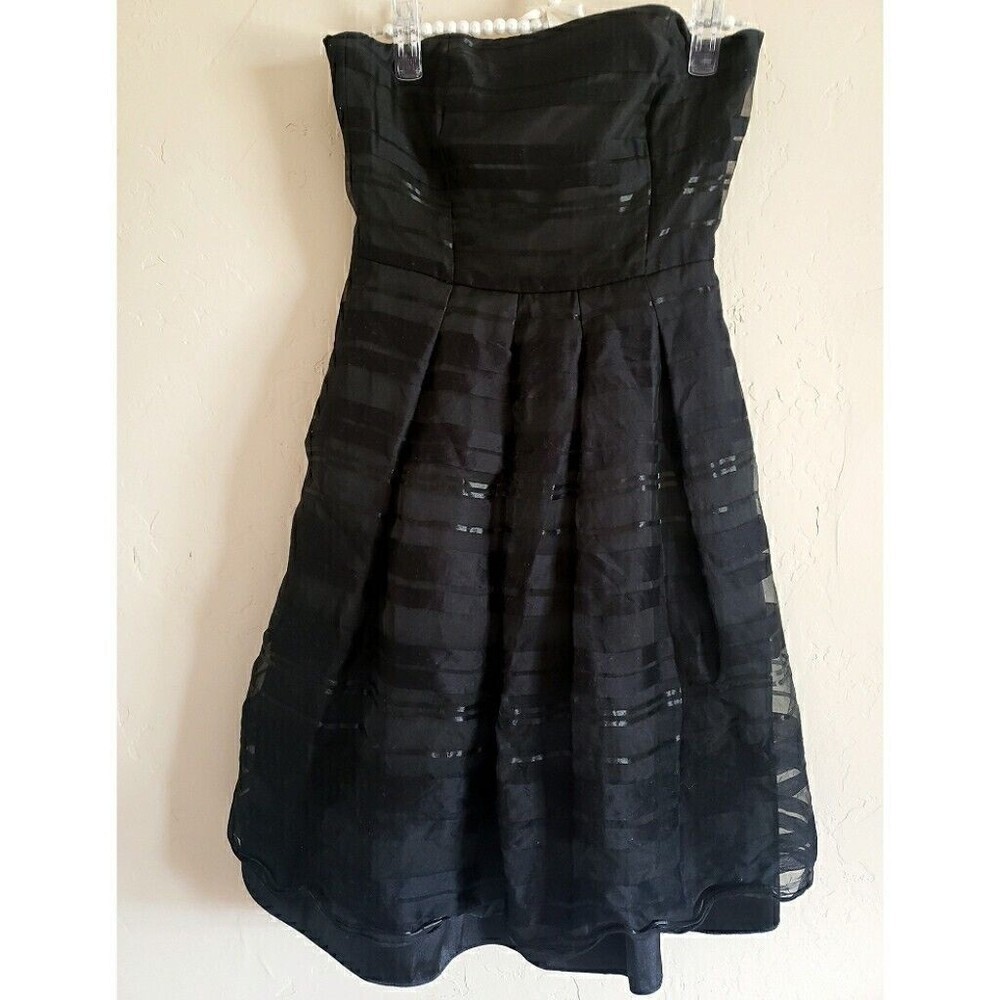 White House Black Market Women's Dress Lace Strapless Cocktail Black WHBM Silk